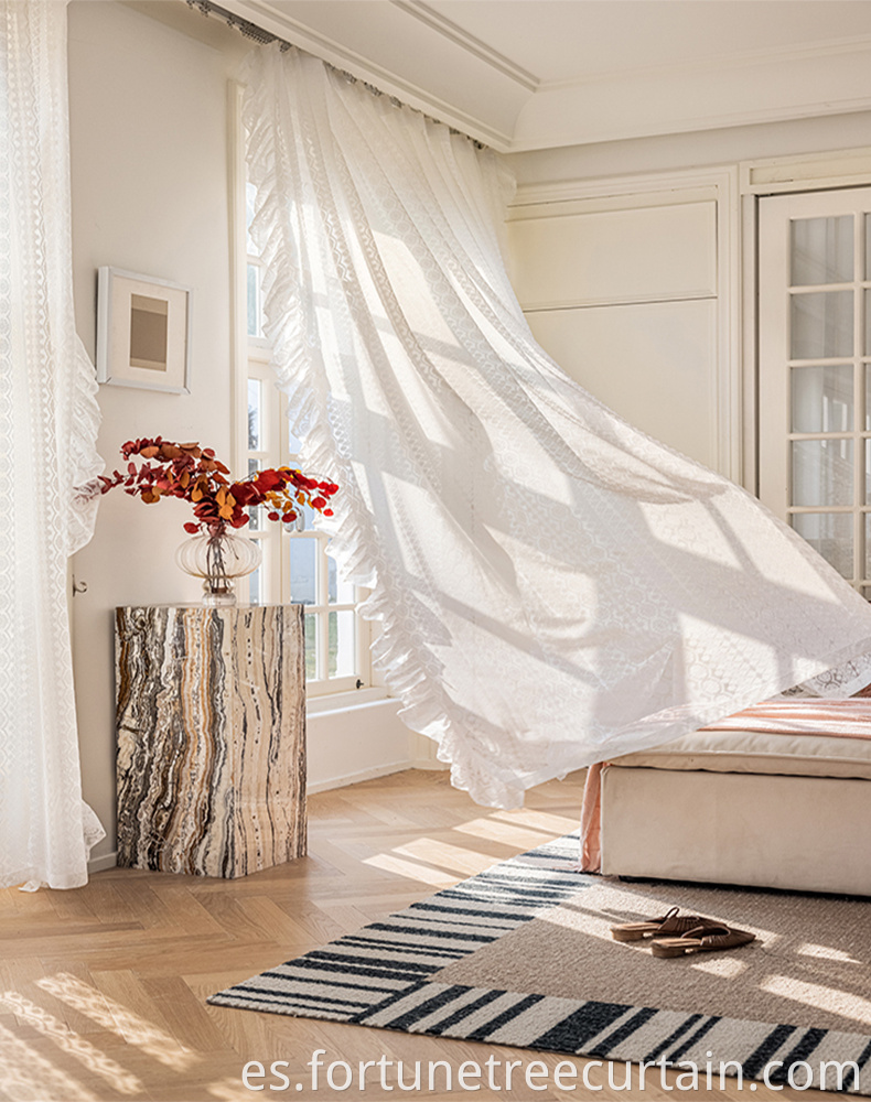 Embroidery Beaded Lace Sheer Curtains